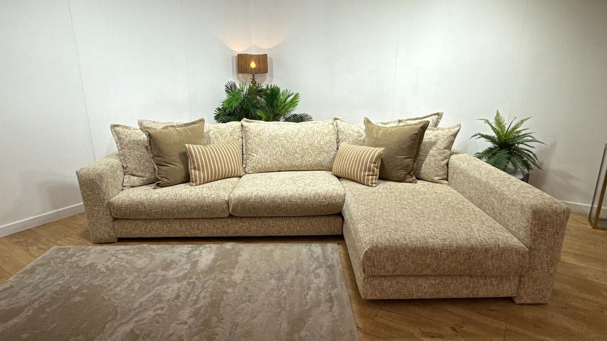 Sofology Cove Fabric Chaise Grande Light Wood Panel Artisan Chenille Ecru Mix