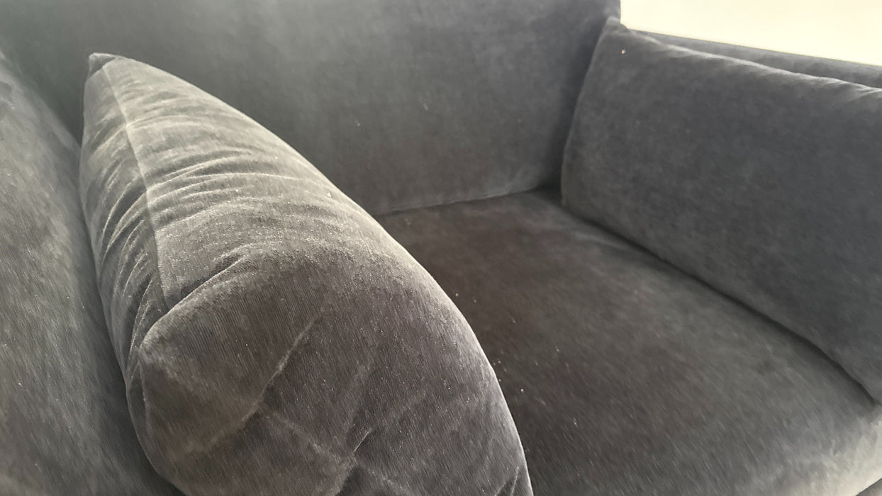 Sofology Calista Fabric Loveseat Full Back in Soft Chenille Ebony