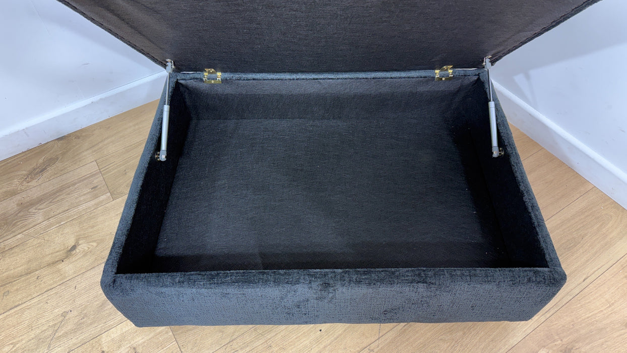 Sofology Westwood Fabric Storage Footstool in Teddy Chenille Black