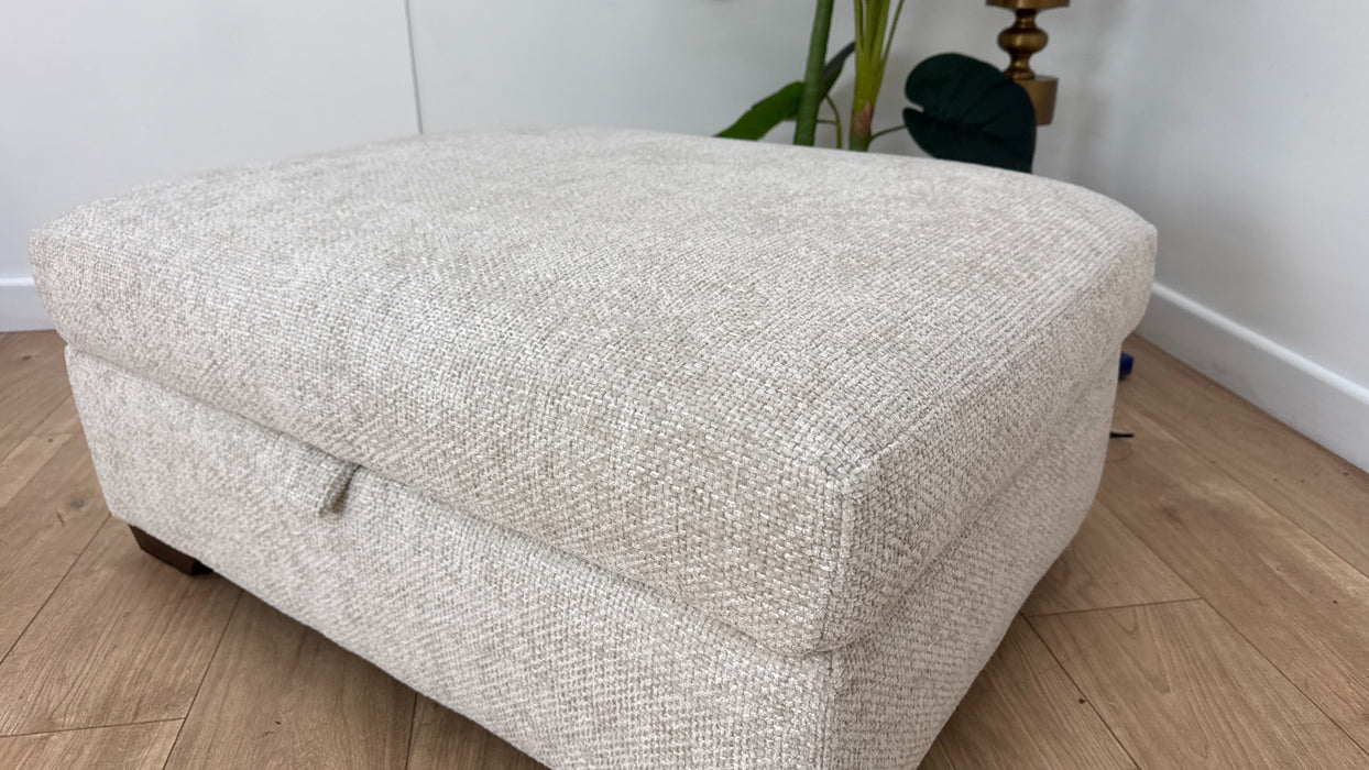 Sofology Tallulah Fabric Storage Footstool in Basketweave Chenille Silver