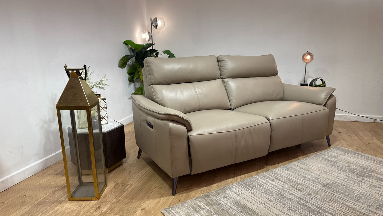 Sofology Arlo Leather 2.5 Seater Power Recliner in Trusty Embossed Stone