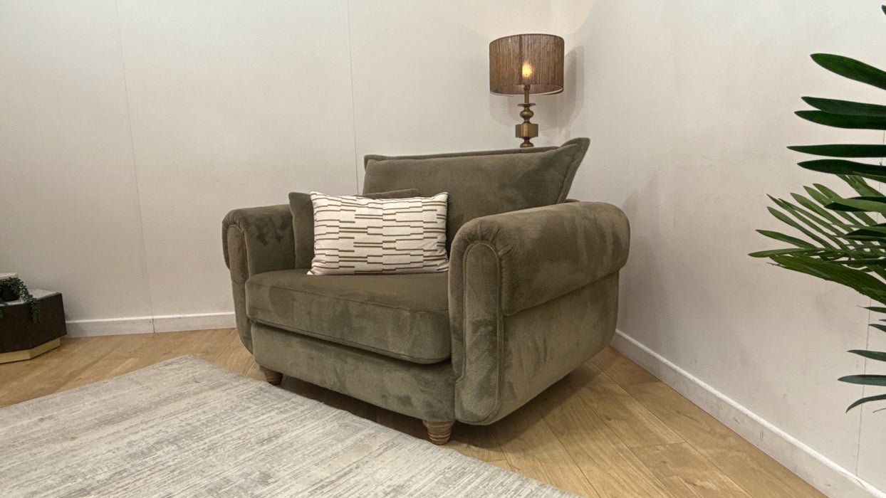 Sofology Chamonix Loveseat in Soft Short Pile Faux Fur Sage Mix