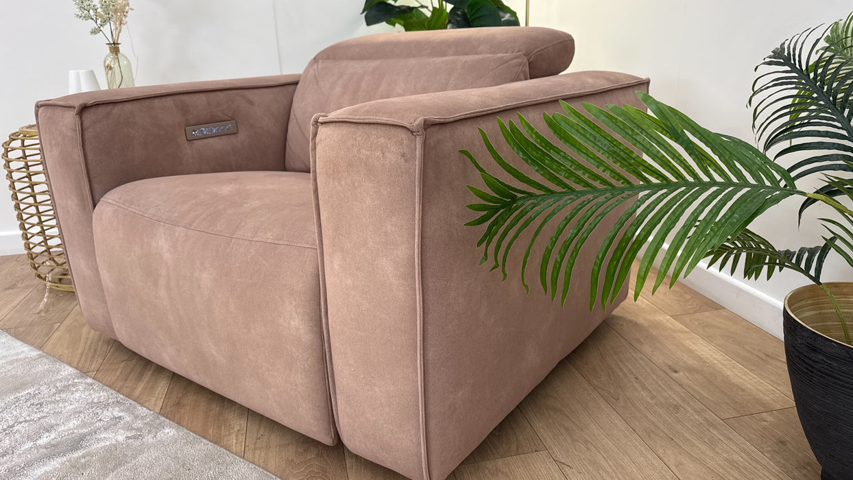 Sofology The Horizon Fabric Loveseat Power Recliner/Headrest in Lifestyle Flecked Sand