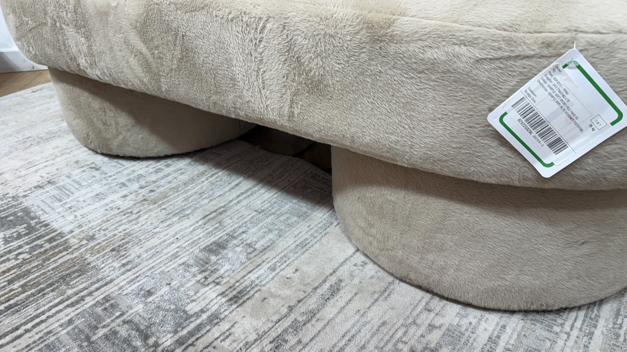 Sofology Sample Designer Footstool in Sample Soft Short Pile Faux Fur Natural Mix