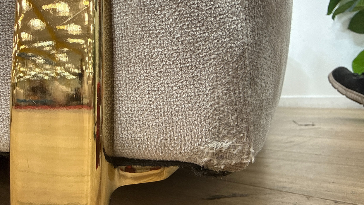 Sofology Oscar Fabric 2 Seater Gold Trim in Fine Textured Chenille Stone Mix