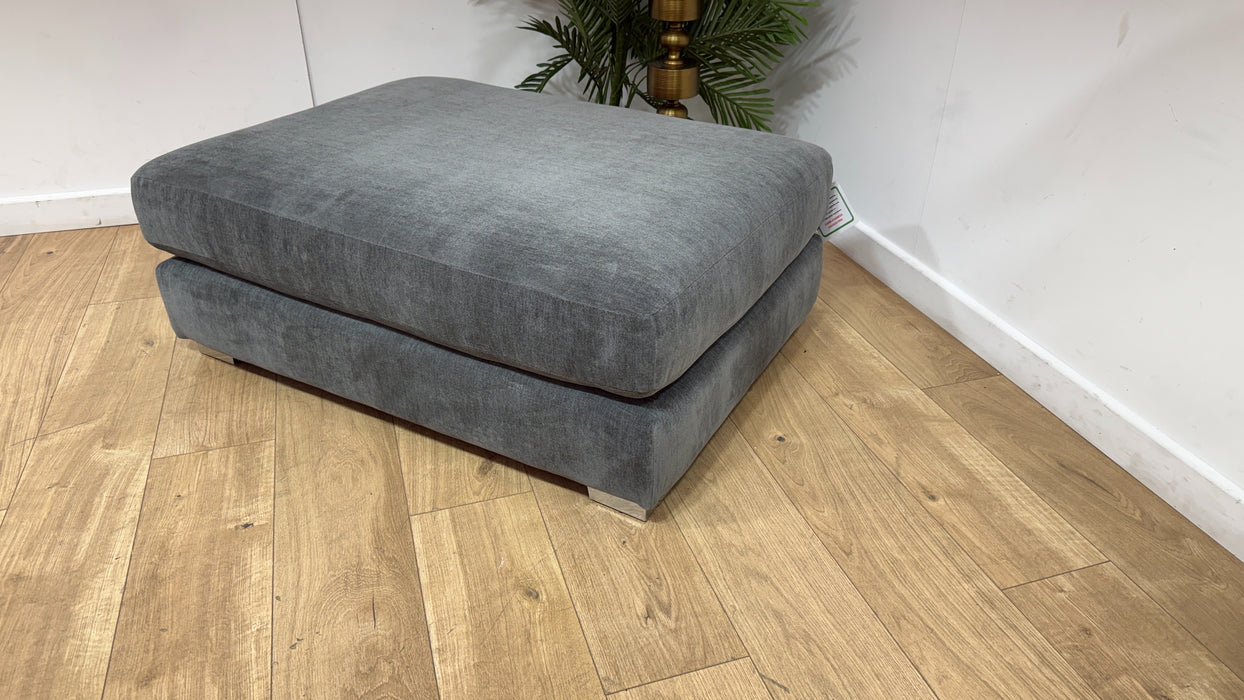 Sofology Majestica Fabric Combi Footstool in Luxe Chenille Pewter