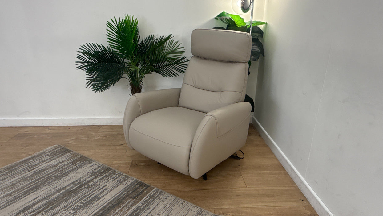 Sofology Monroe Leather Chair Power Recliner in Trusty Matt Stone