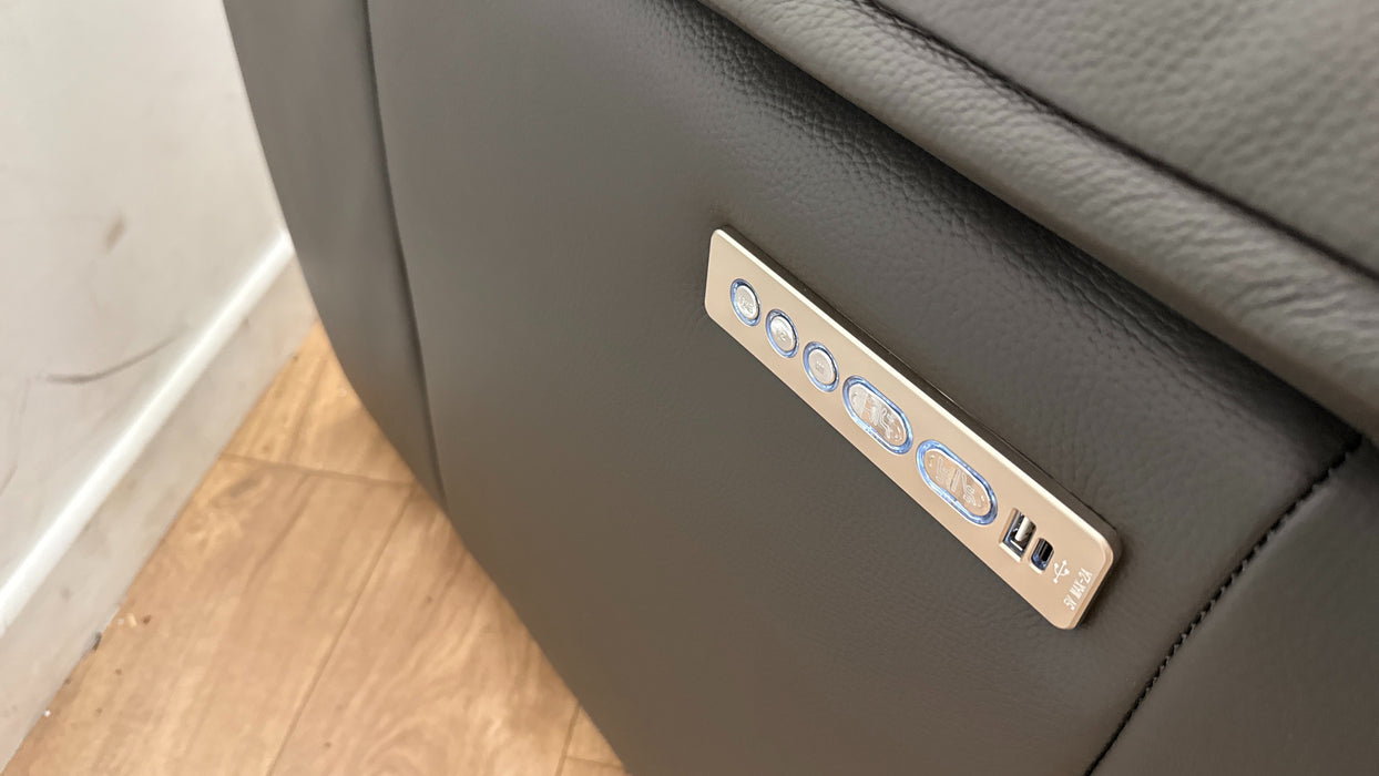 Sofology The Carrera 2.5 Seater Recliner Sofa in Trusty Embossed Leather Charcoal