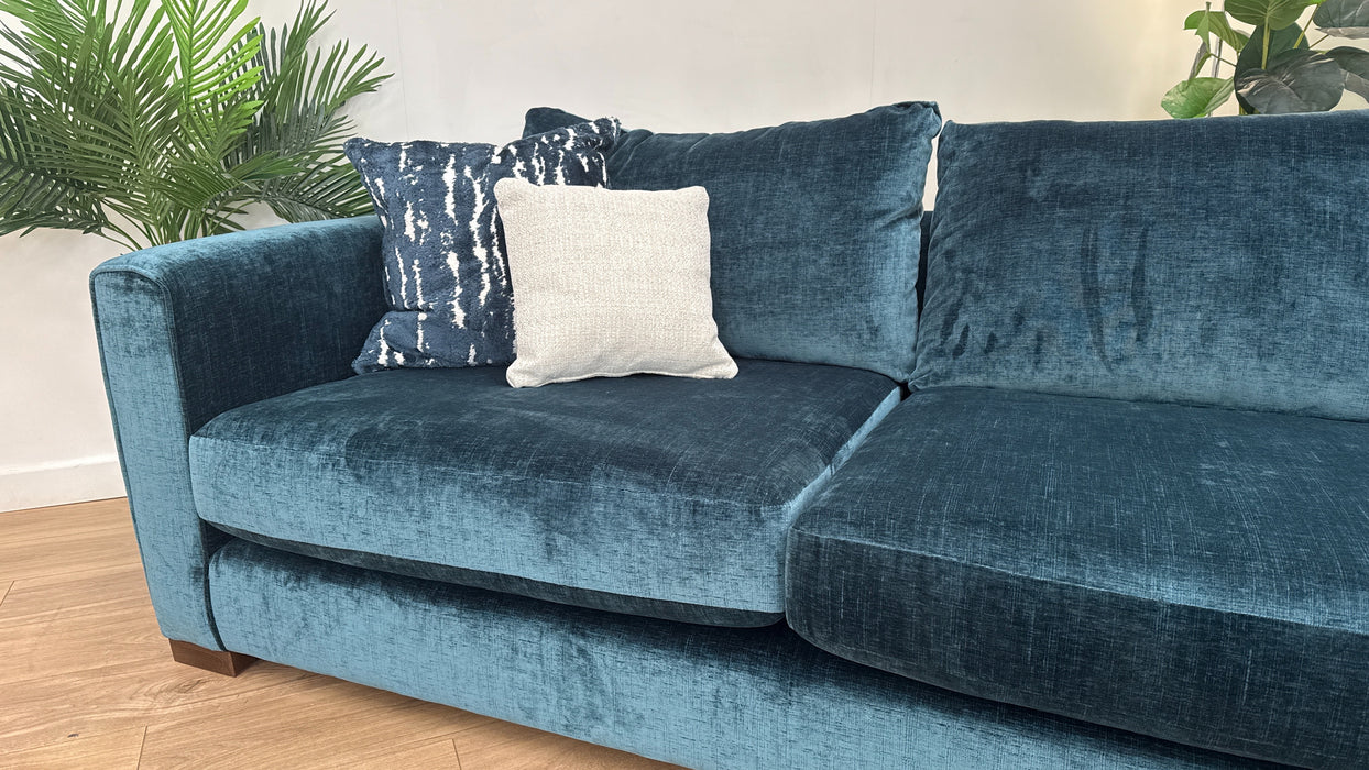 Sofology Majestica Fabric 3 Seater Chaise in Luxe Chenille Teal Mix