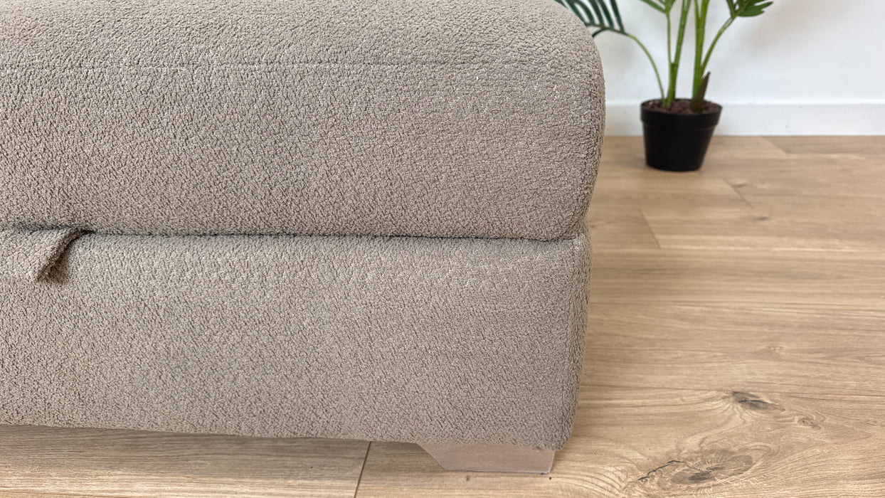 Tallulah Cosy Boucle All Over Taupe Fabric Storage Footstool