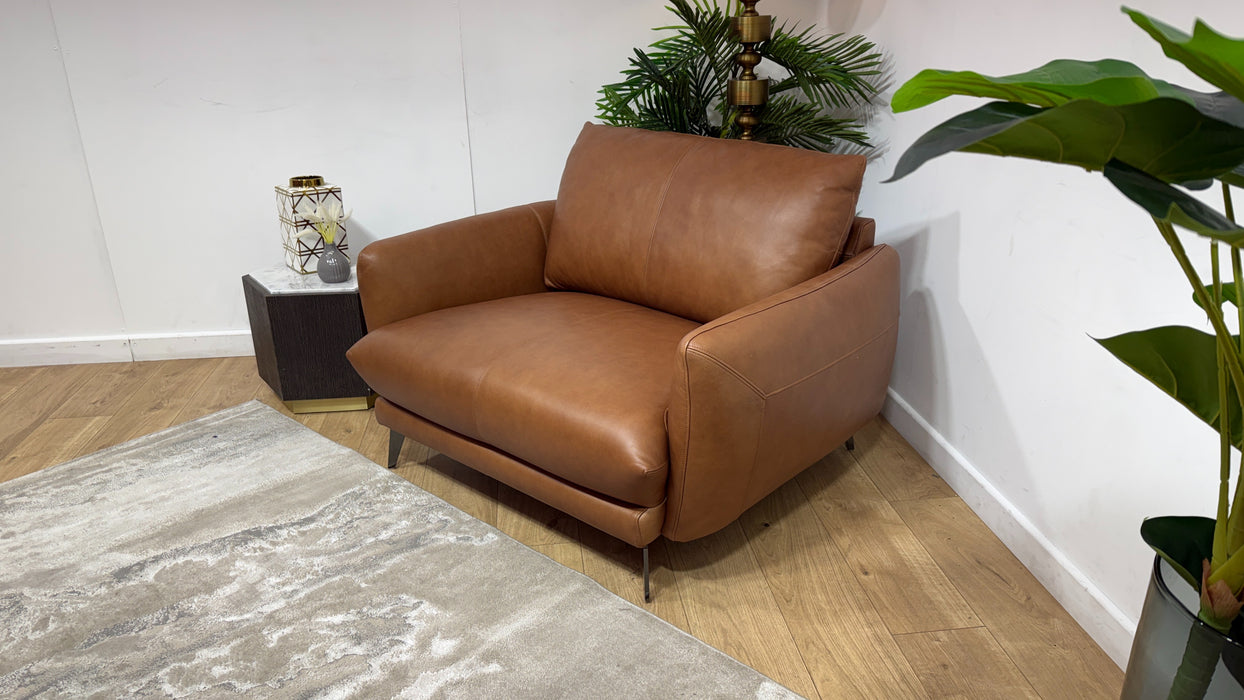 Sofology Adler Leather Loveseat in Relaxed Soft Tan