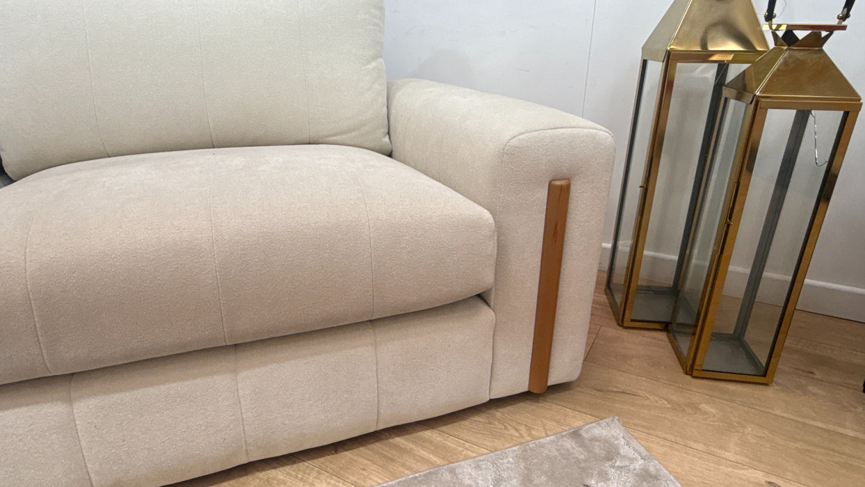 Sofology Soho Fabric 4 Seater Light Wood Trim in Micro Boucle Natural/Natural Mix