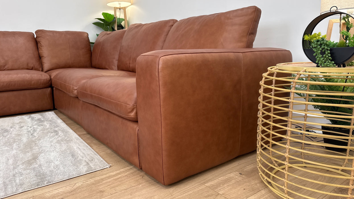 Sofology The Retreat 3 Corner 3 in Relaxed Soft Leather Tan Mix