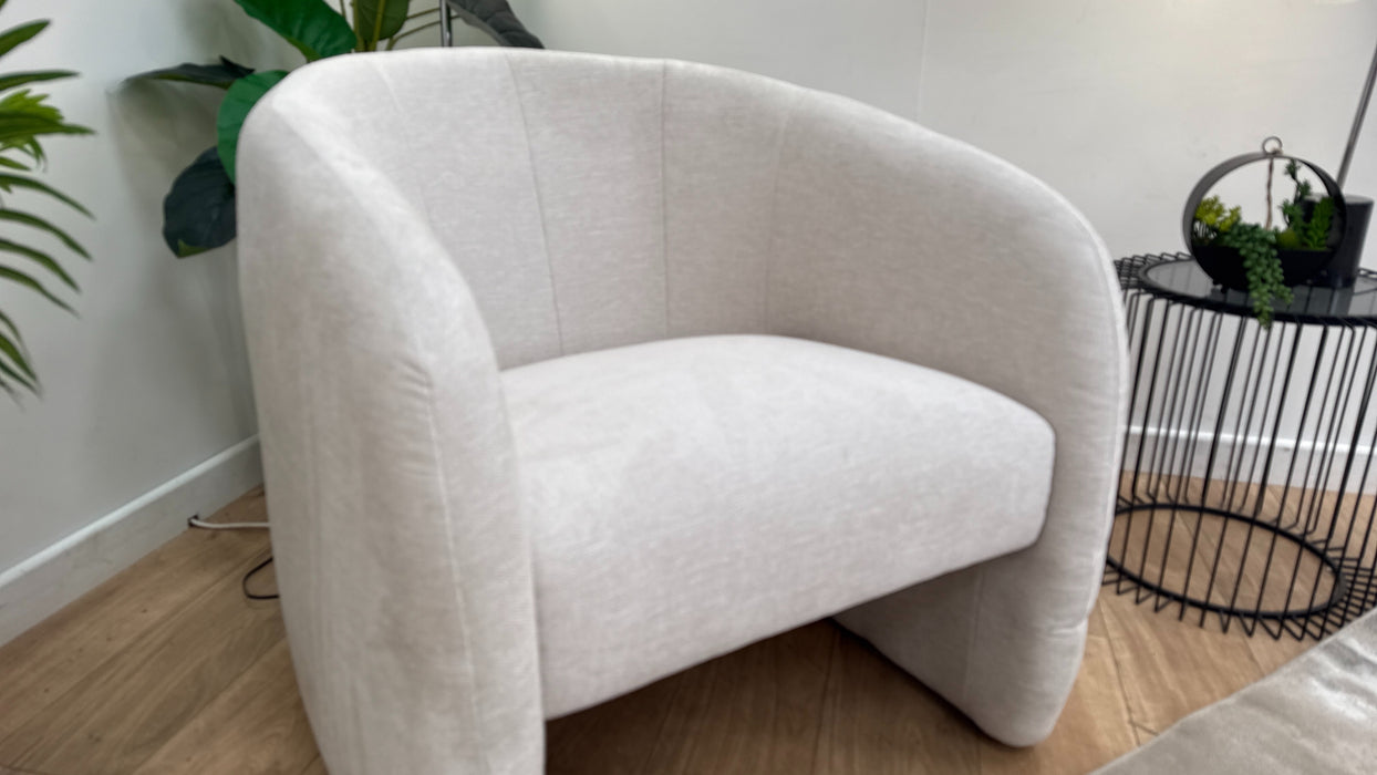 Sofology The Portobello Fabric Accent Chair Foam Seat in Linen Look Chenille Mist