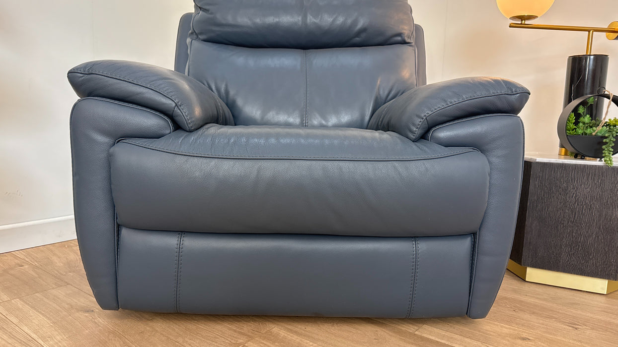 Falcon Chair  - Leather Power Reclining  - Denim Blue