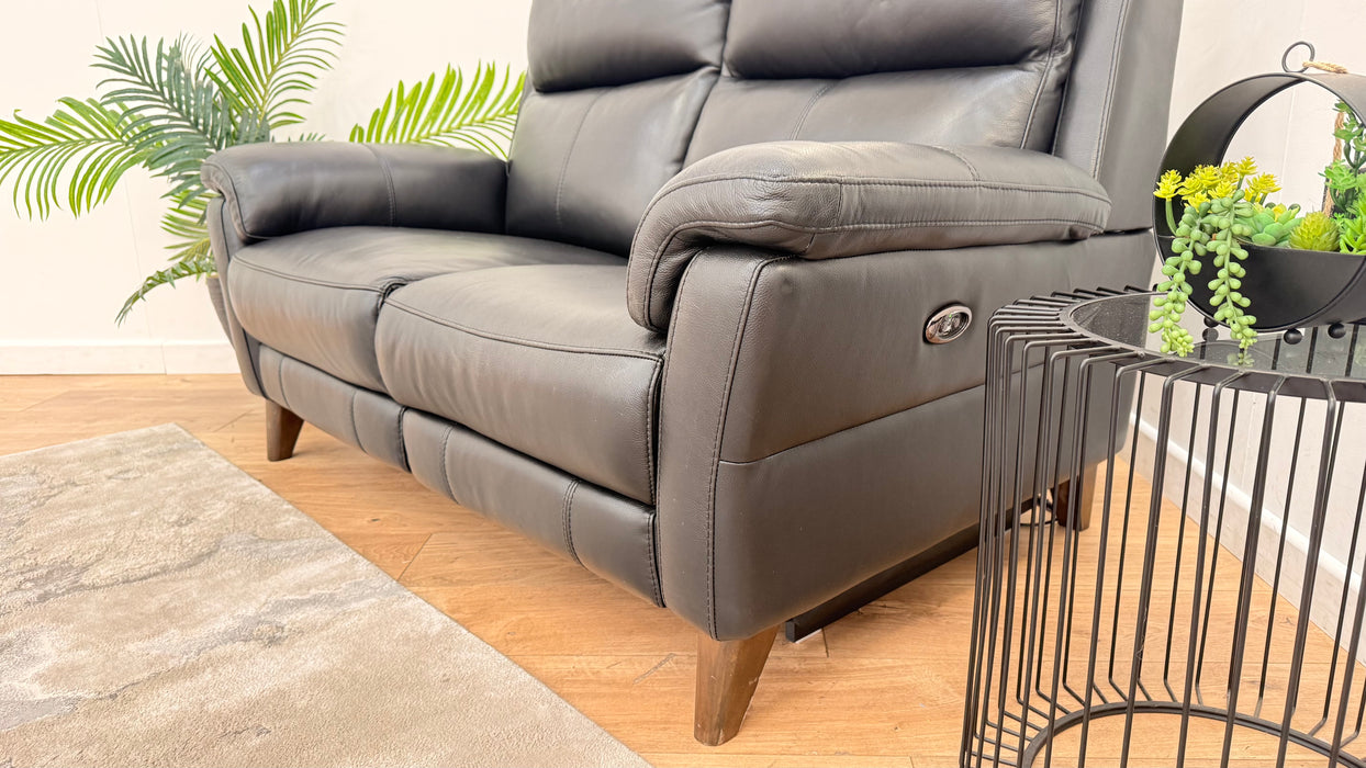 Sofology Lucca 2 Seater Leather Recliner in Trusty Sheen Black