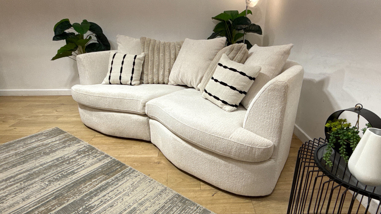 Sofology Chloe Fabric 4 Seater Split Pillow Back in Soft Boucle Ecru Mix