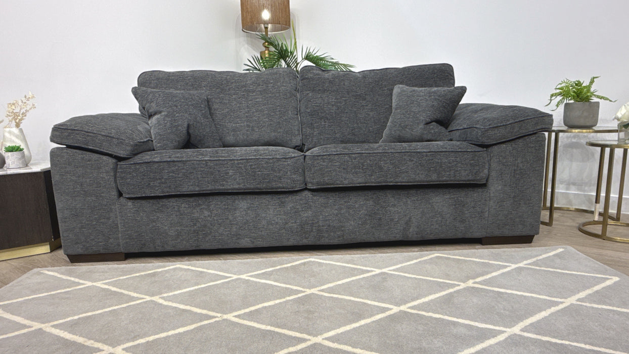 Sofology Brixton Fabric 3 Seater in Linen Look Chenille Charcoal