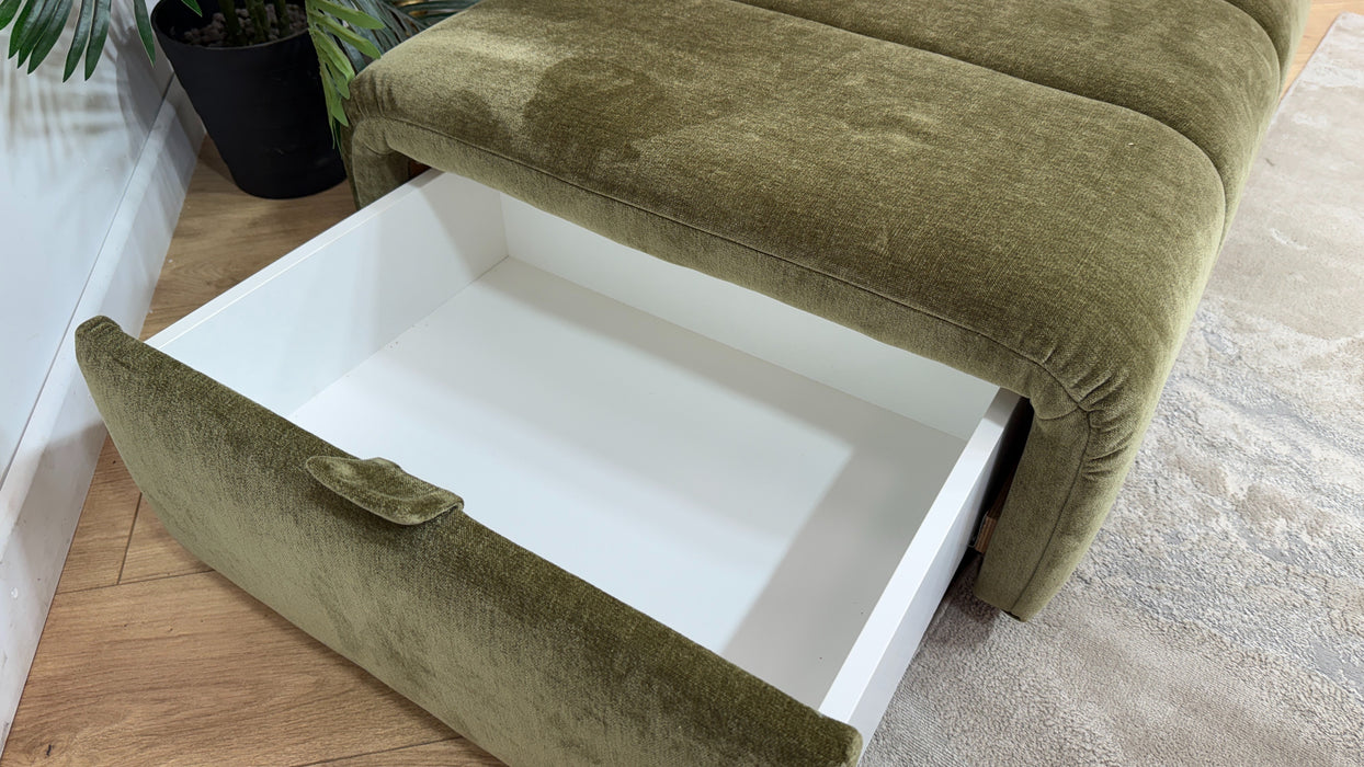 Sofology Waldorf Fabric Storage Footstool in Soft Chenille Olive