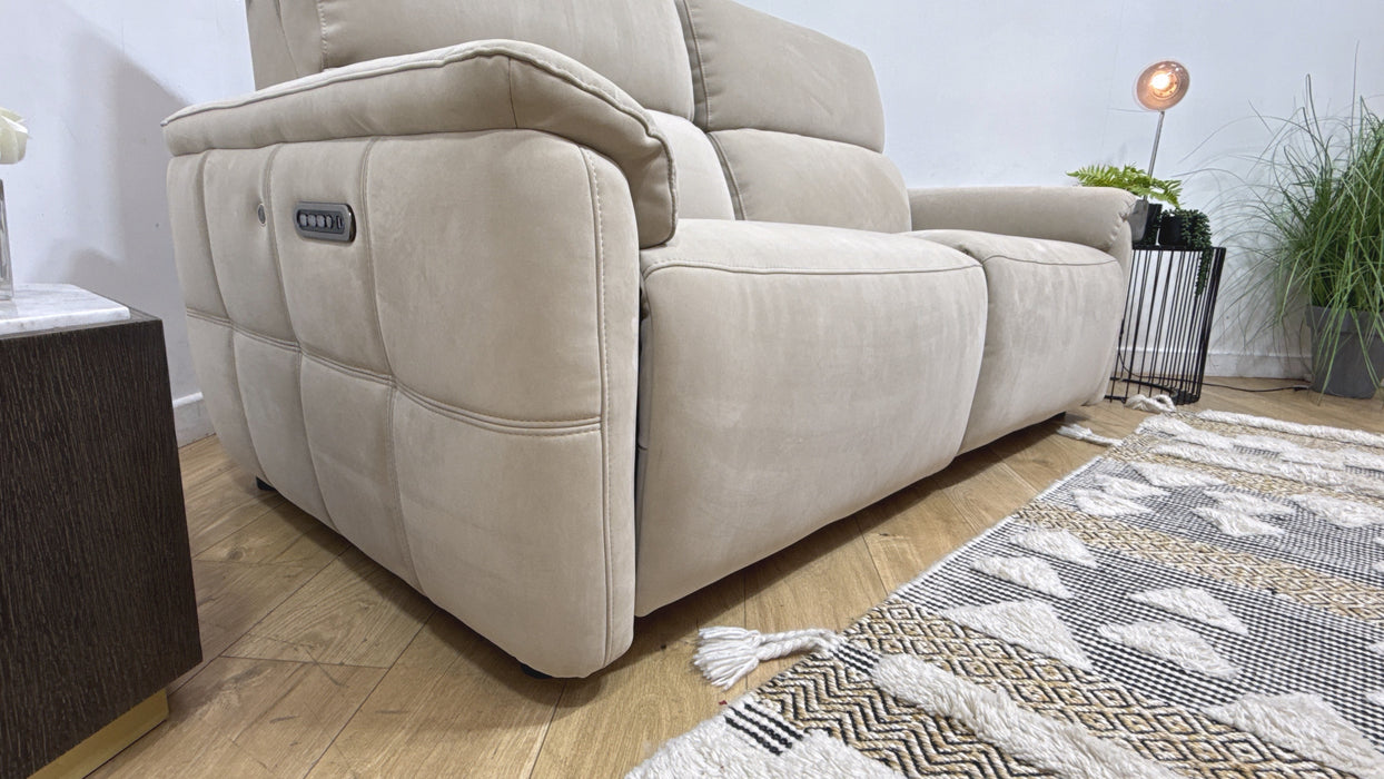 Sofology Ripley Fabric 2.5 Seater Power Recliner/Headrest Heated Seats Lumbar Support in Lifestyle Nubuck Feel Stone