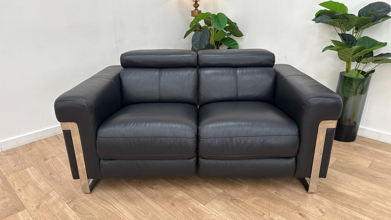 Sofology Moreno Leather 2 Seater Power Recliner in Jet Black