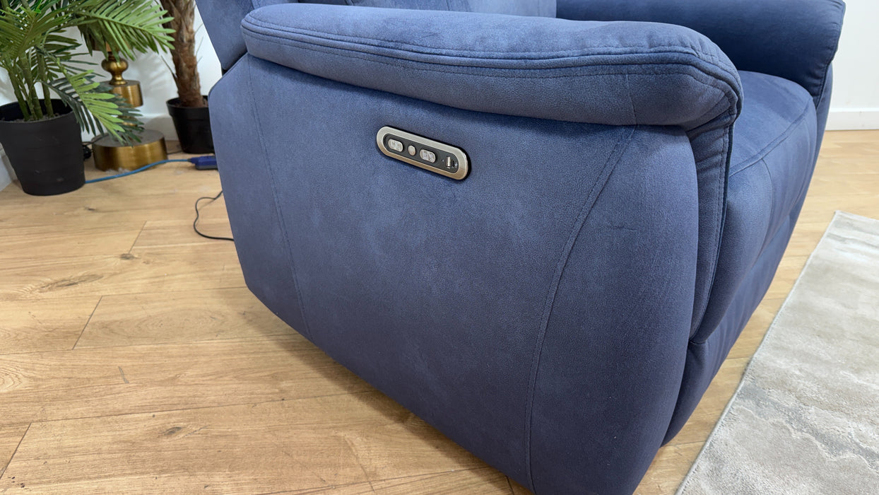 Sofology Bradie Fabric Chair Power Recliner/Headrest in Lifestyle Flecked Navy