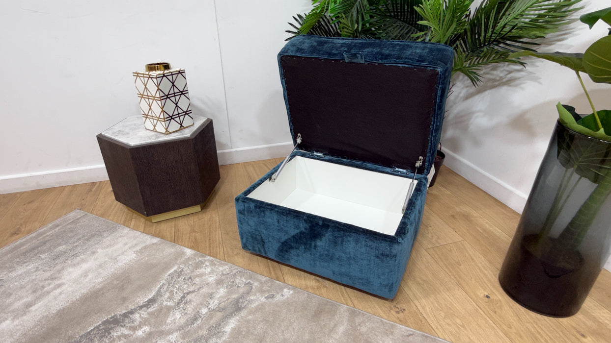 Sofology Georgio Fabric Storage Footstool Feather Flex Interior in Luxe Chenille Teal
