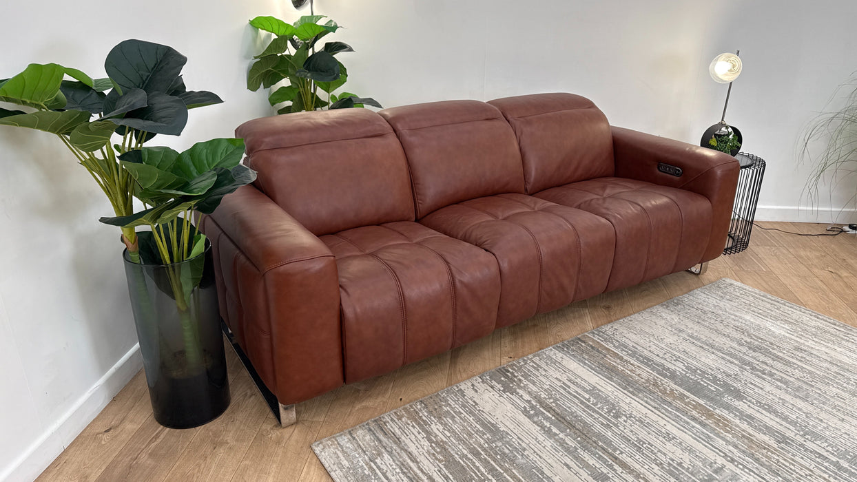 Sofology Marvella Leather 3 Power Recliner in Trusty Sheen Butterscotch