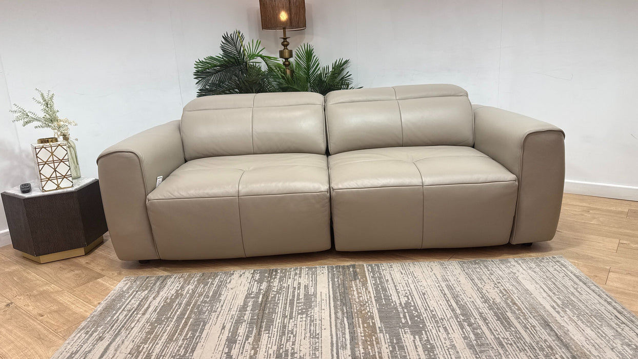 Sofology Riviera Leather 3 Seater Motion Chaise in Trusty Embossed Stone