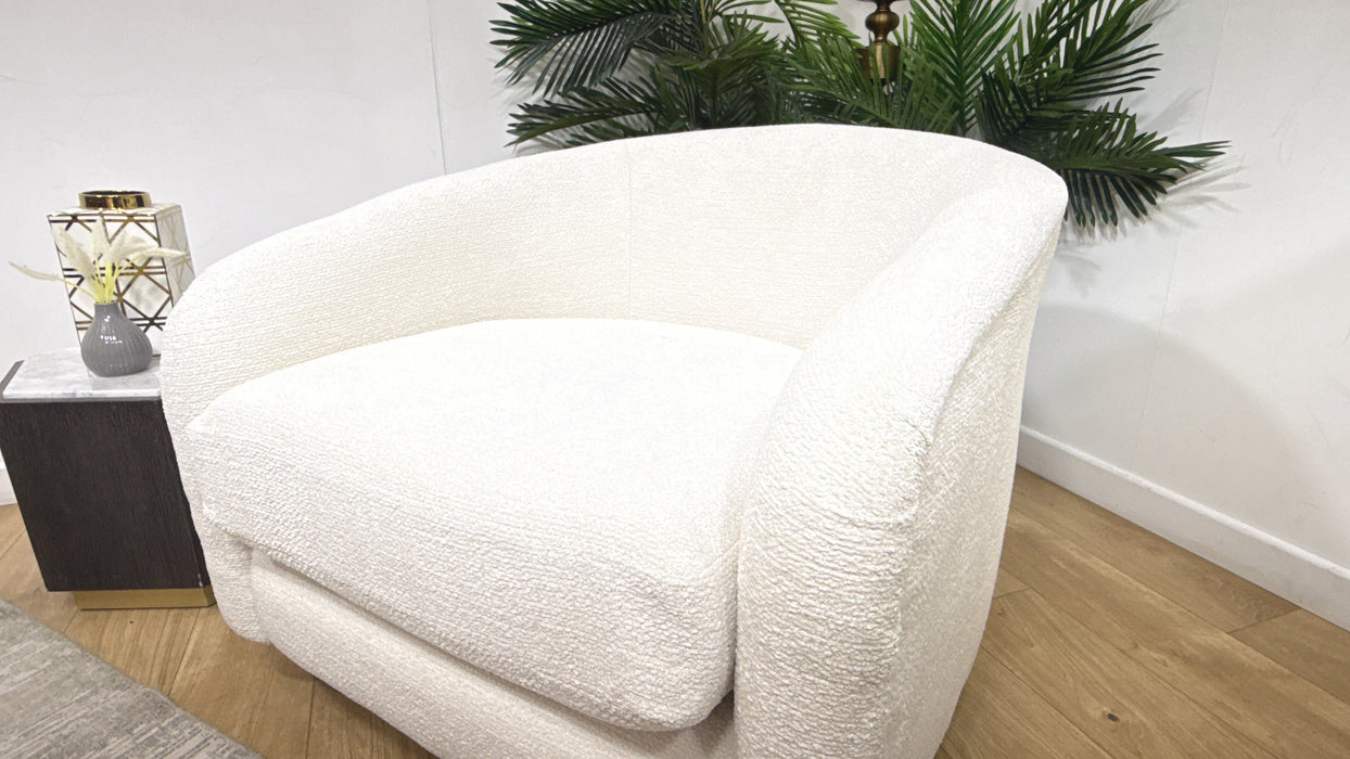 Sofology Westwood Fabric Swivel Chair in Soft Boucle Ecru
