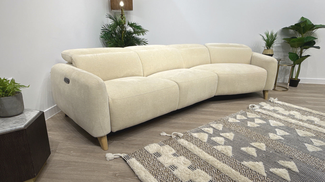 Sofology Larson 4 Seater Asymmetrical Fabric Sofa Single Power Recliner