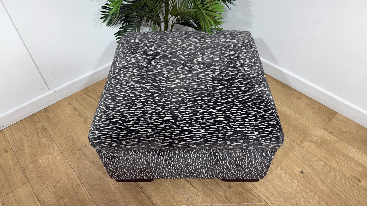 Sofology Valentina Fabric Square Designer Footstool in Design Fabric Slate