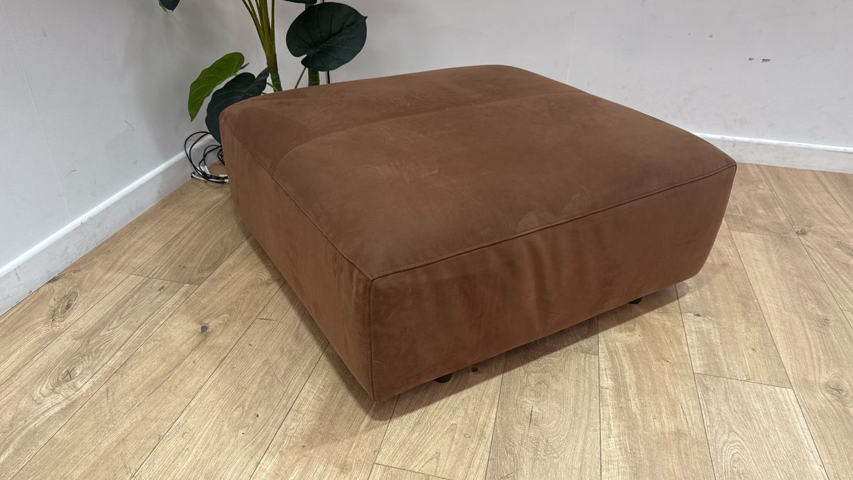 Sofology Tessuto Fabric Designer Footstool in Lifestyle Nubuck Feel Pecan
