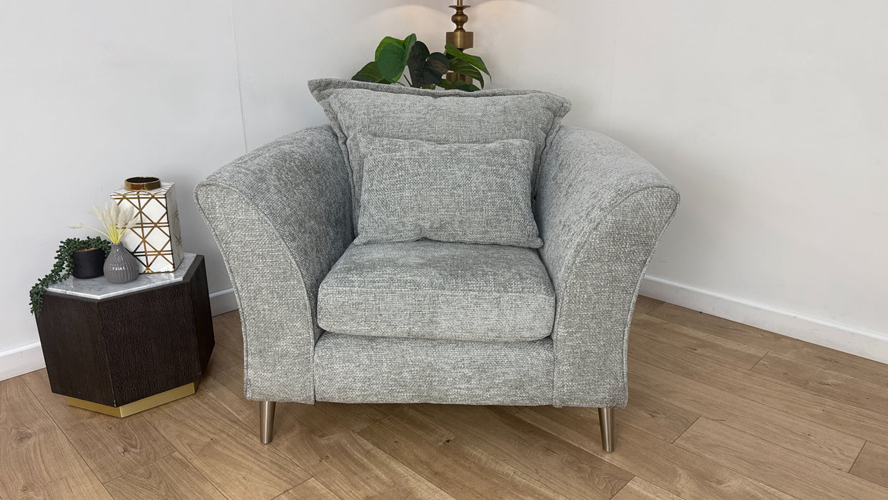 Sofology Scintillate Fabric Loveseat in Basketweave Chenille Silver