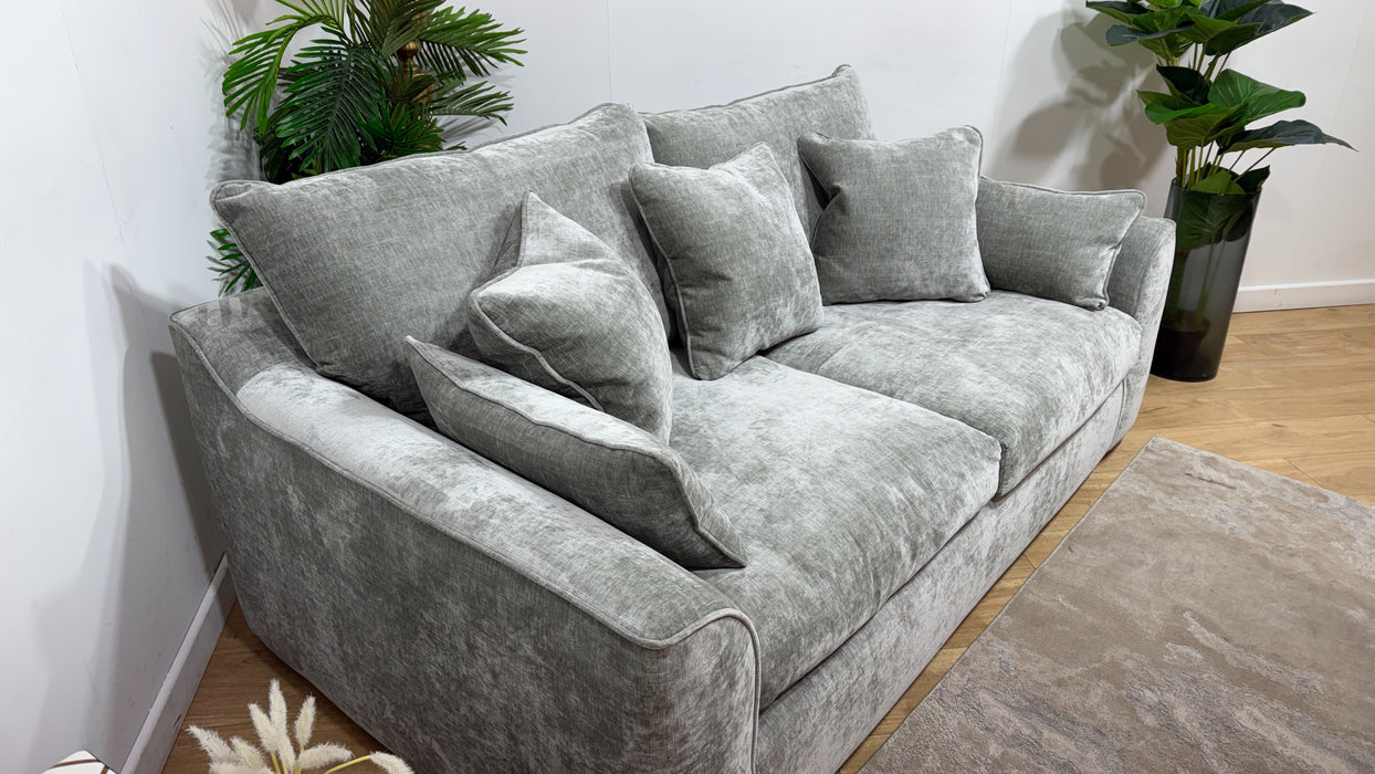Sofology Georgio Fabric 3 Seater Feather Flex Seats in Luxe Chenille Light Sage