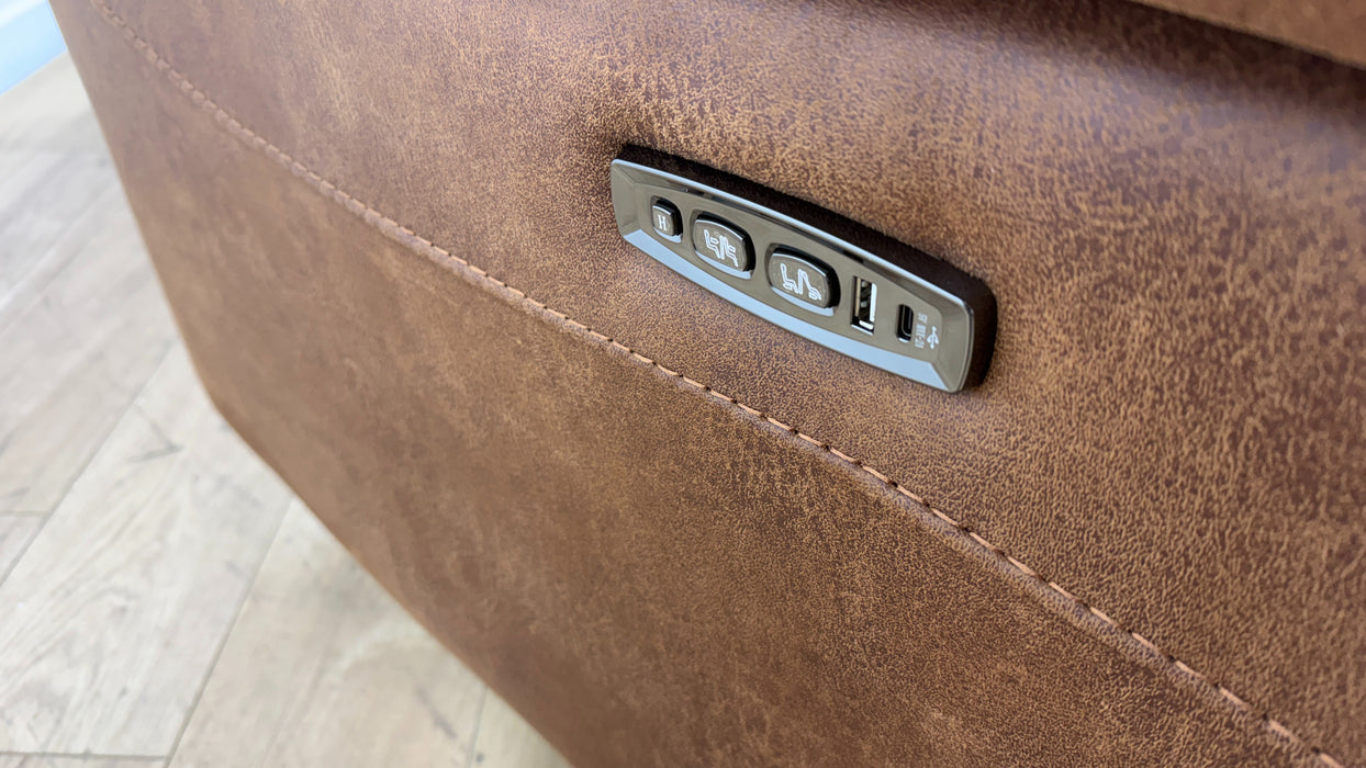 DFS The View 2 Seater Fabric Power Recliner Plus Console in Chestnut