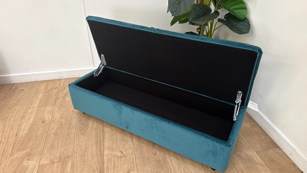Sofology Islington Fabric Ottoman Storage Footstool in Sleek Teal