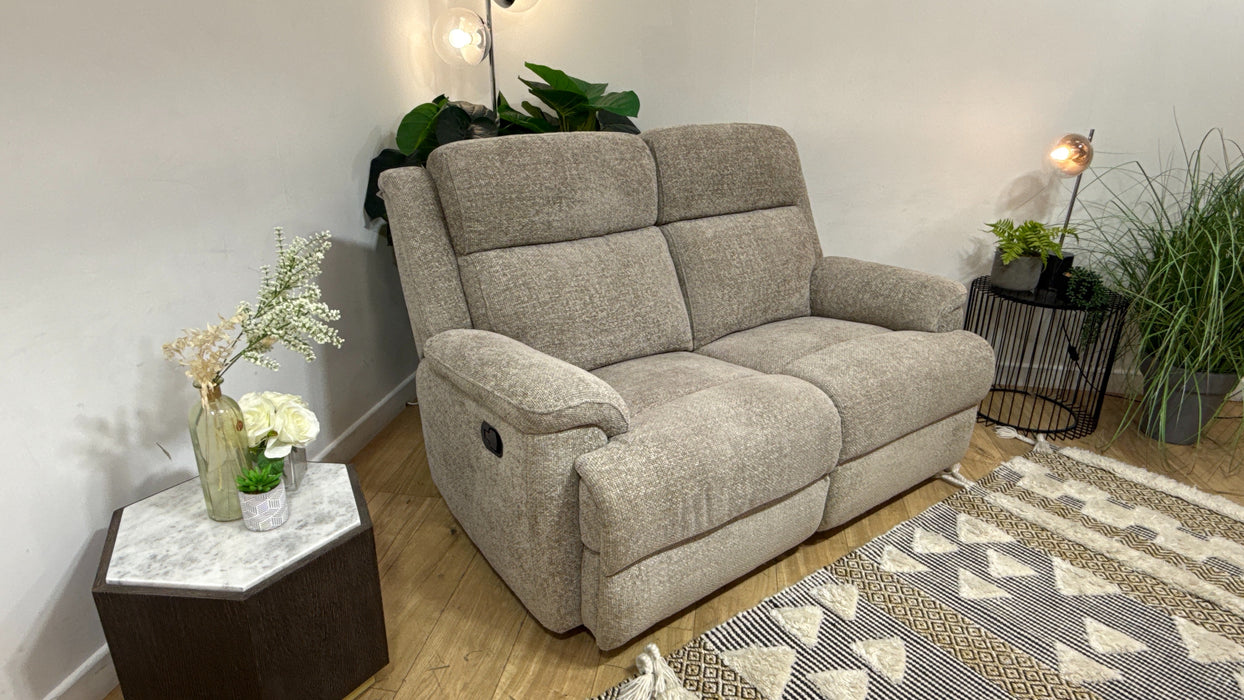 Sofology Gracie Fabric 2 Seater Manual Recliner in Hopsack Chenille Linen