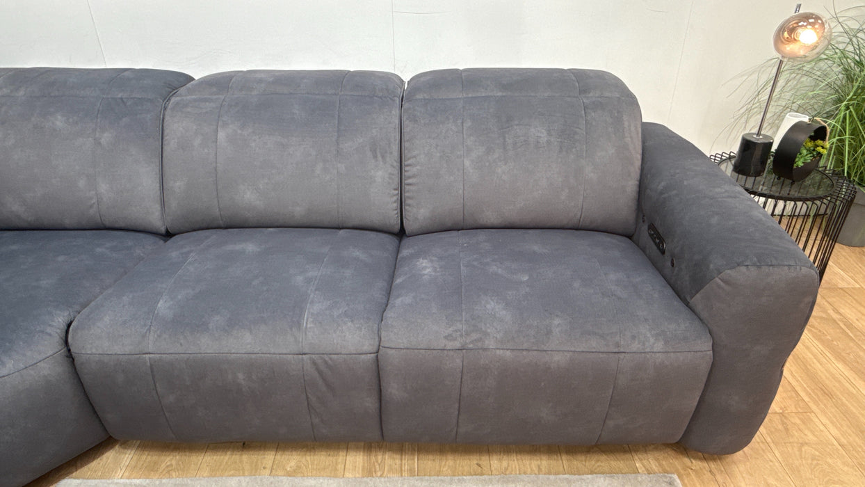 Sofology Lumiere Fabric 3 Corner 3 Power Recliner/Headrest Heated Seats in Lifestyle Flecked Charcoal