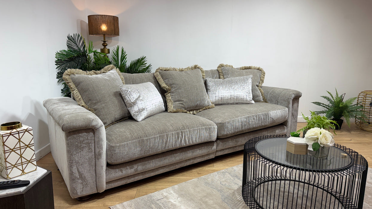 Sofology Regency Fabric 4 Seater Split Foam Seats in Luxe Chenille Stone Mix