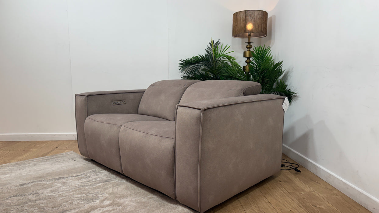Sofology Horizon Fabric 2 Seater Power Recliner/Headrest in Lifestyle Flecked Nutmeg