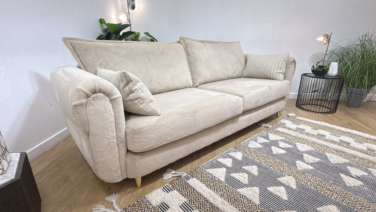 Sofology Chamonix Grande Sofa in Soft Short Pile Faux Fur Natural Mix