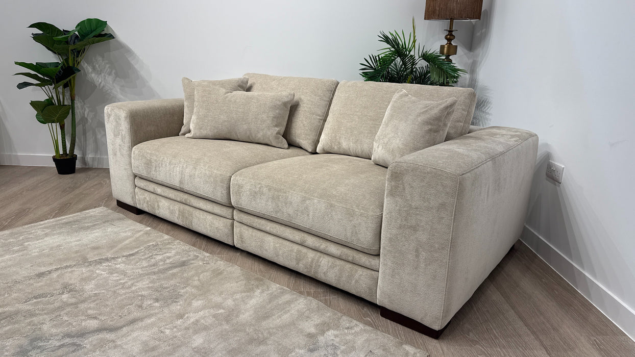 Sofology Obsidian Fabric 3 Seater in Luxury Sherpa Mink