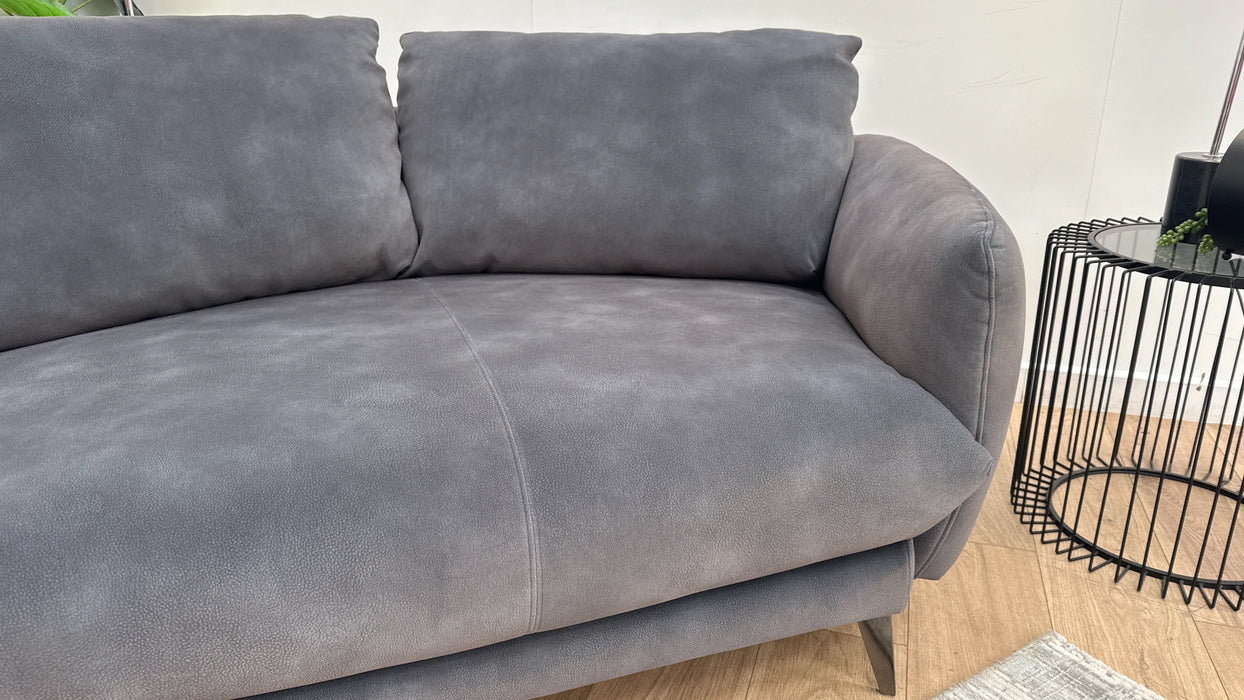 Sofology The Adler 3 Seater Asymmetric Fabric Sofa in Lifestyle Mottled Charcoal