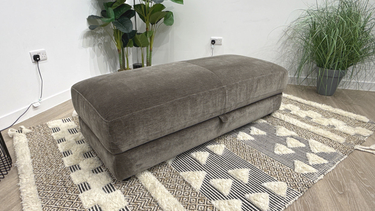 Sofology Harrington Fabric Designer Storage Footstool in Luxury Deep-Pile Chenille Mole Montreal Mole