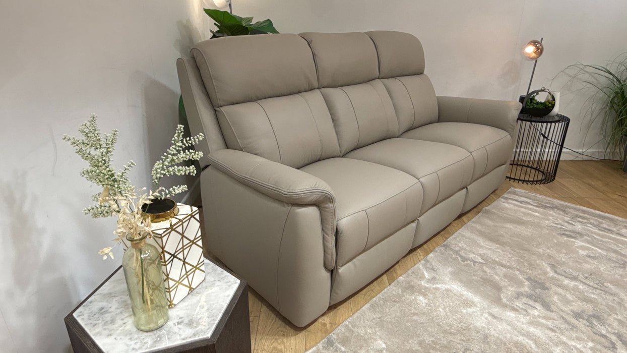 Sofology Bradie Leather 3 Seater in Trusty Embossed Light Grey