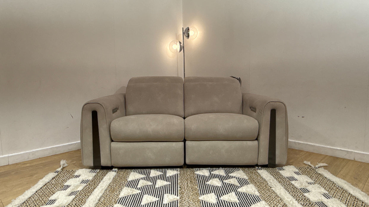Sofology Kingsbridge Fabric 2 Seater Power Recliner/Headrest Heated Seats in Lifestyle Flecked Ivory