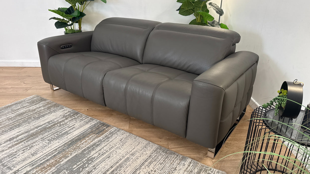 Sofology Marvella Leather 2.5 Power Recliner/Headrest in Trusty Sheen Storm