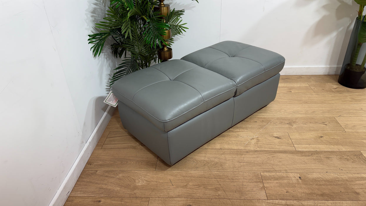 Sofology Marvella Leather Dual Storage Footstool in Trusty Sheen Granite Teal