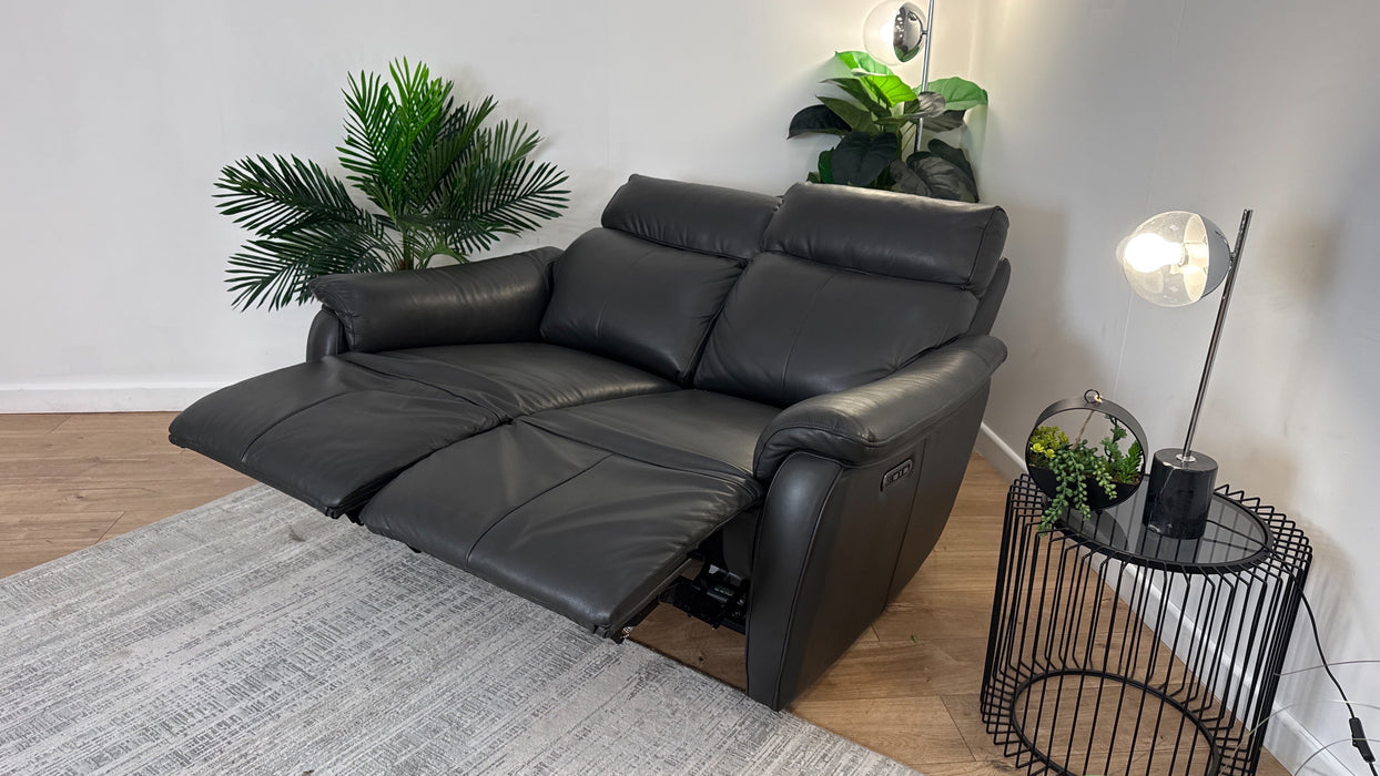 Sofology The Parker 2 Seater Reclining Sofa in Trusty Sheen Leather Charcoal